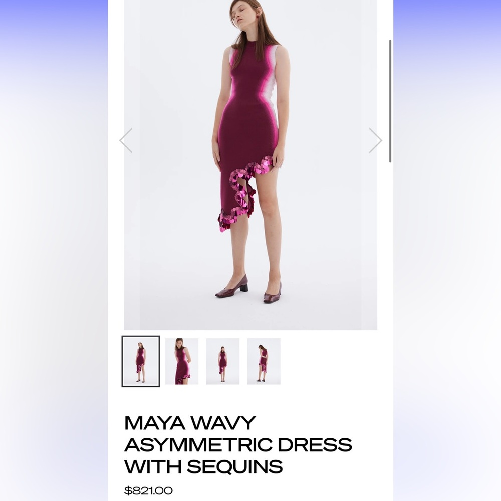 PH5 MAYA WAVY ASYMMETRIC DRESS - pink sequins